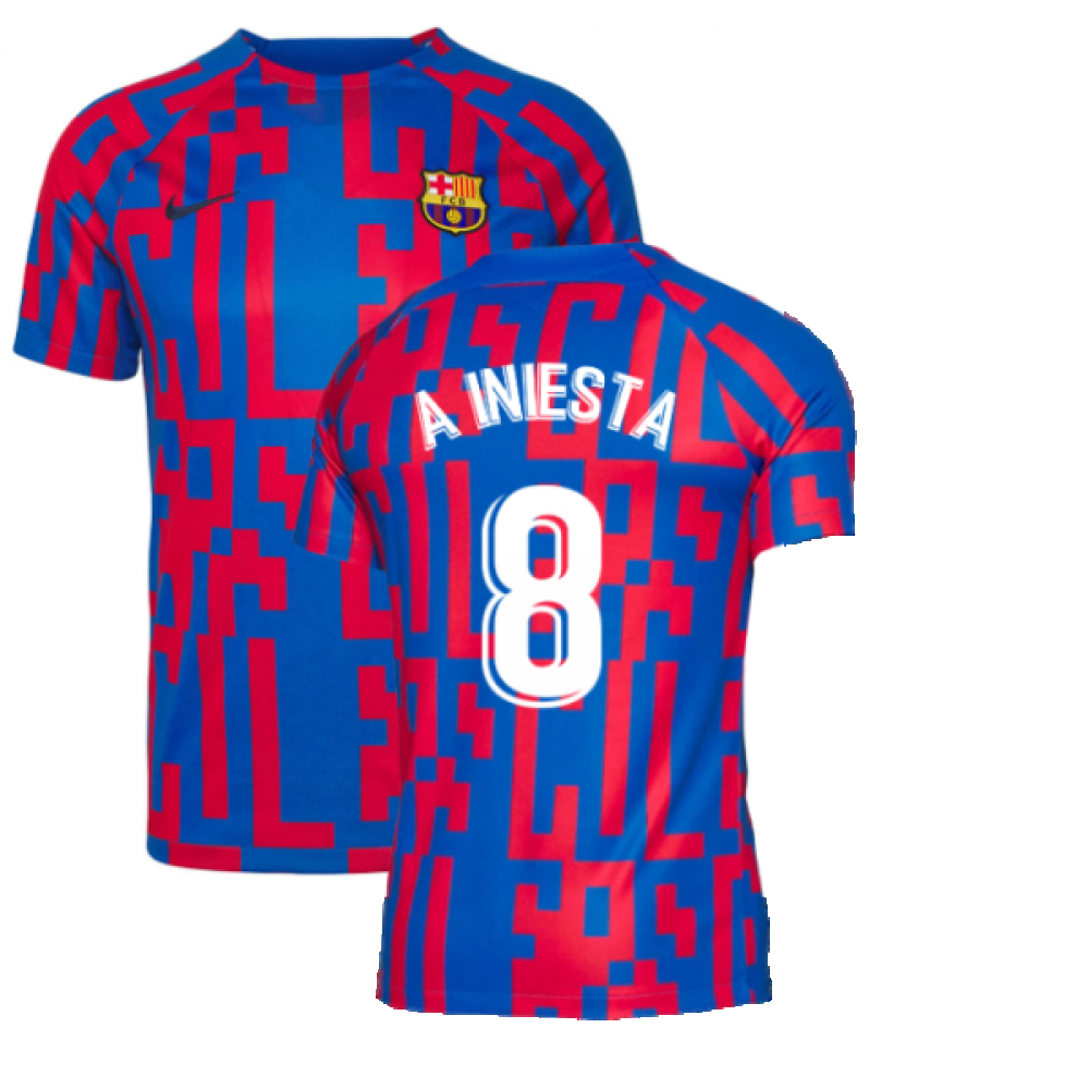 2022-2023 Barcelona Pre-Match Training Shirt (Blue) (A INIESTA 8)