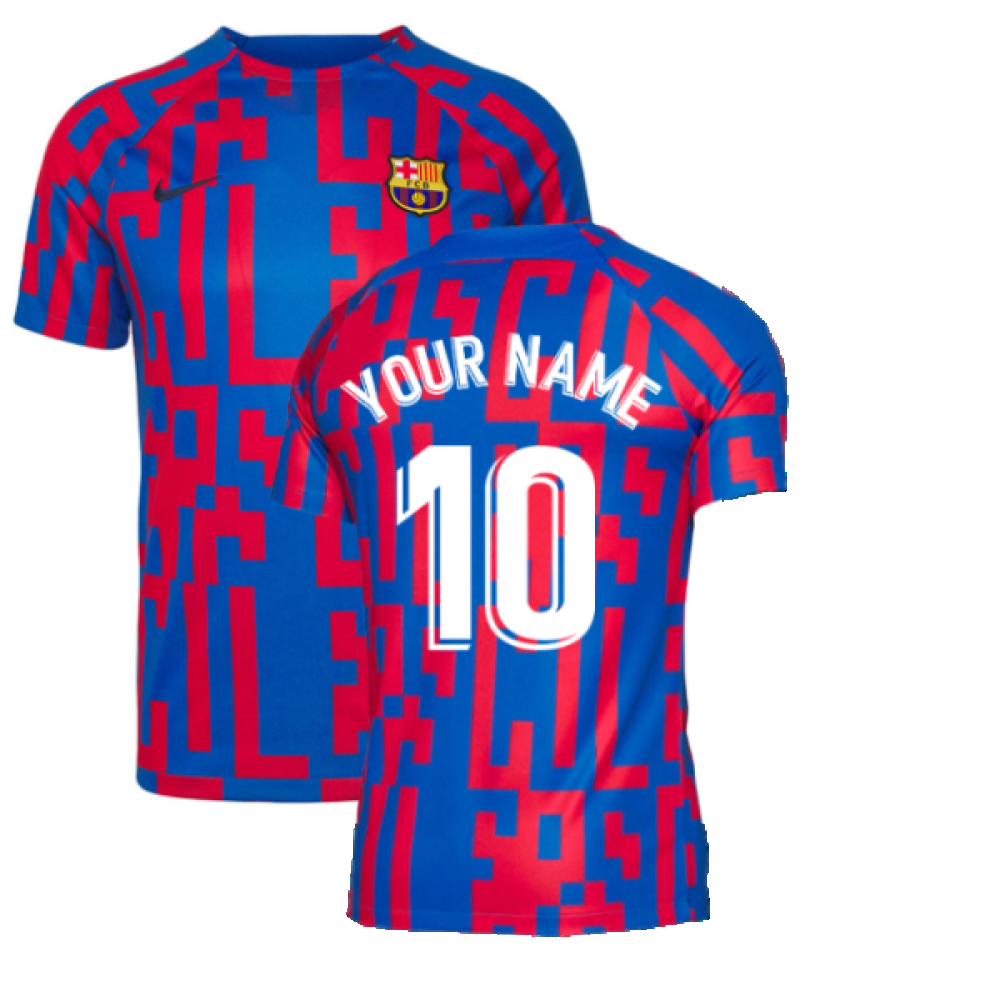 2022-2023 Barcelona Pre-Match Training Shirt (Blue) (Your Name)