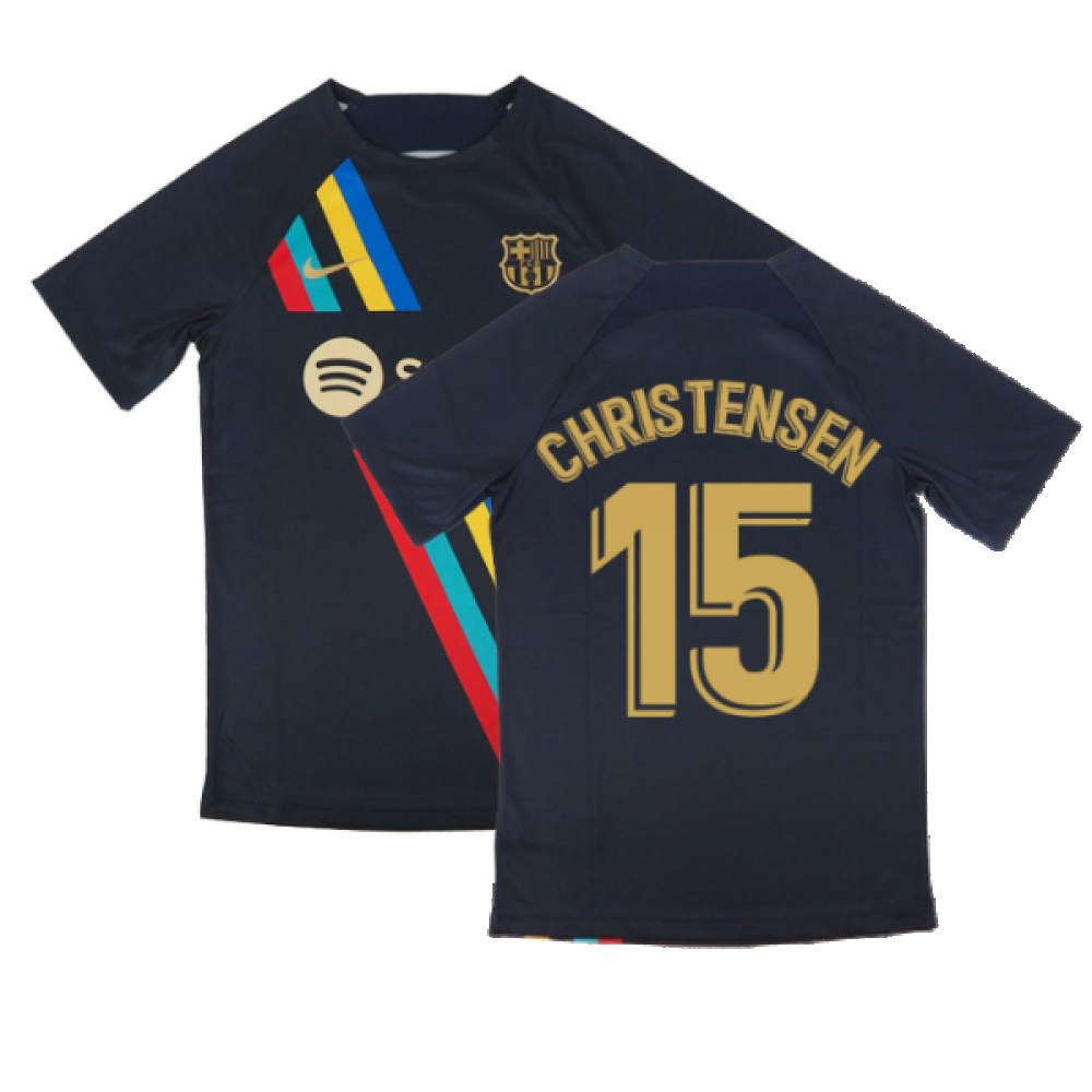 2022-2023 Barcelona Pre-Match Training Shirt (Obsidian) (CHRISTENSEN 15)