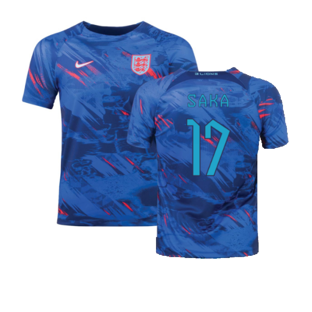 2022-2023 England Pre-Match Training Shirt (Blue) (Saka 17)