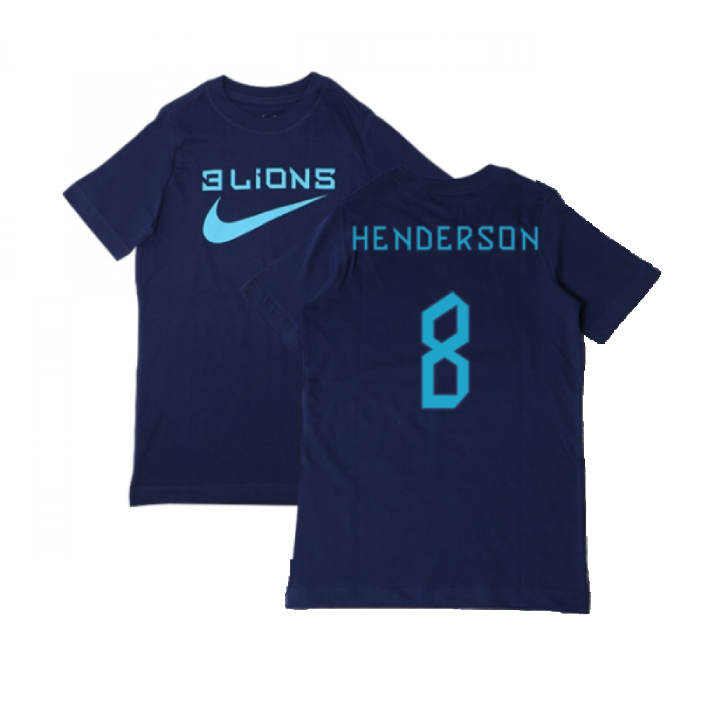2022-2023 England Three Lions Tee (Navy) - Kids (Henderson 8)