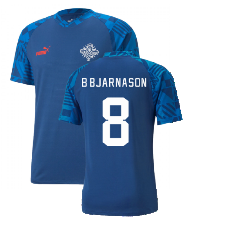 2022-2023 Iceland Pre Match Jersey (Blue) (B BJARNASON 8)