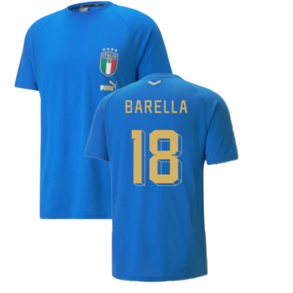 2022-2023 Italy Player Casuals Tee (Blue) (BARELLA 18)