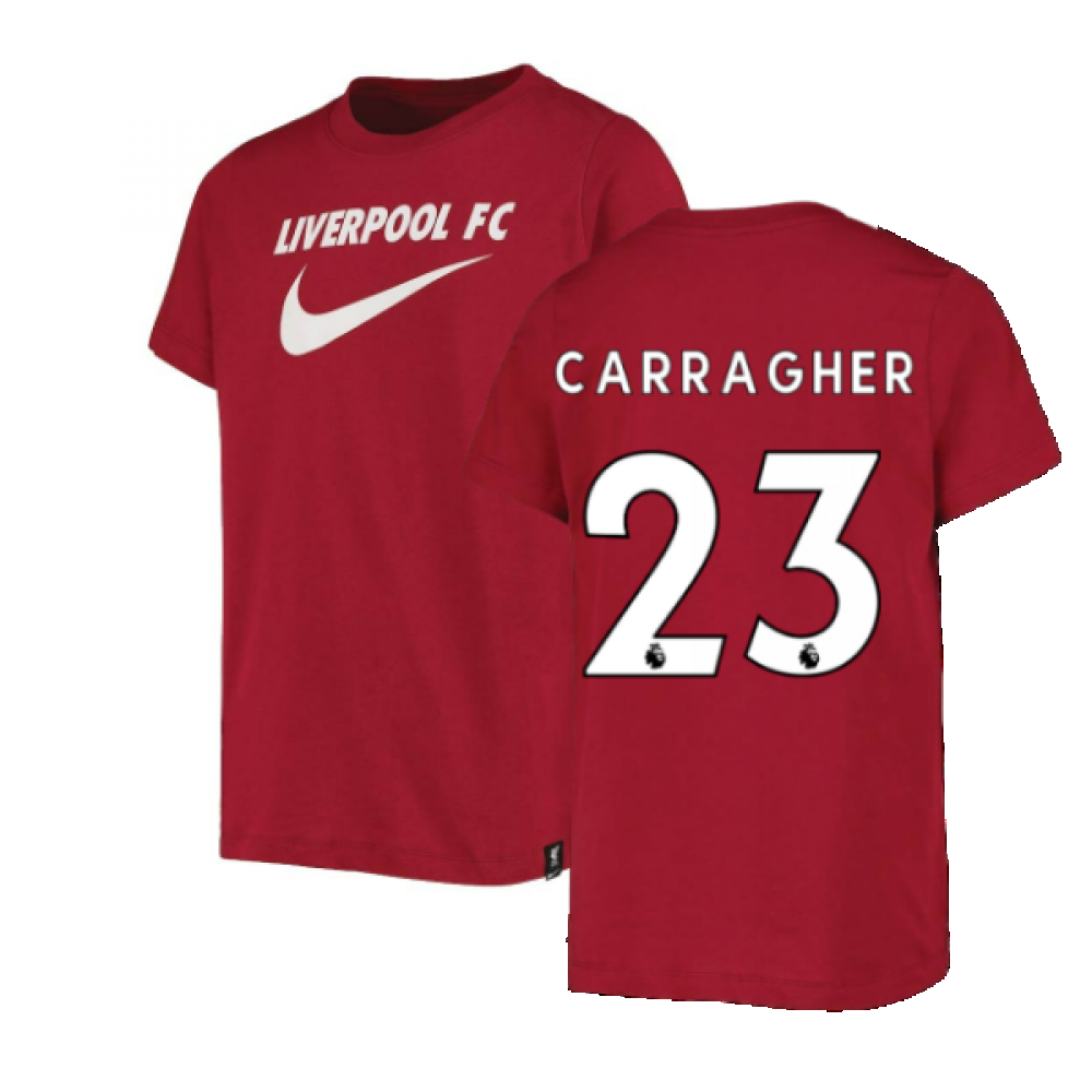 2022-2023 Liverpool Swoosh Tee (Red) - Kids (CARRAGHER 23)