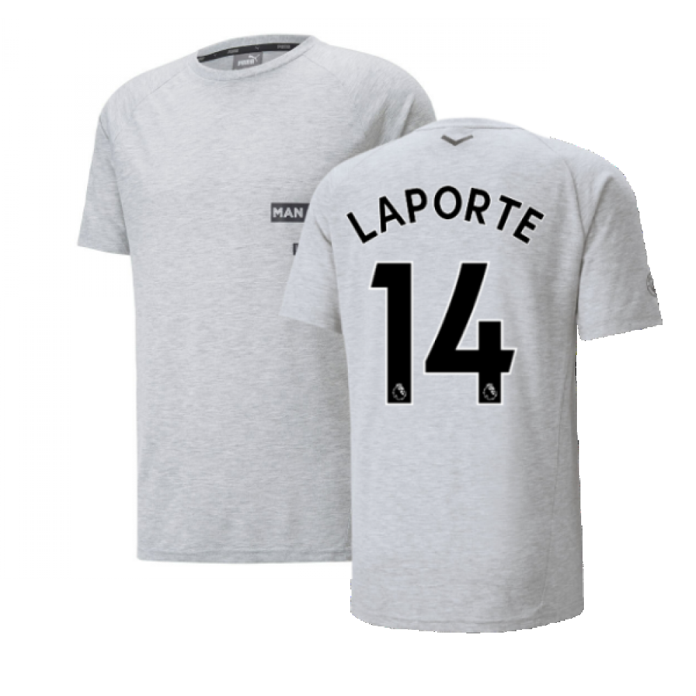 2022-2023 Man City Casuals Tee (Light Grey) (LAPORTE 14)