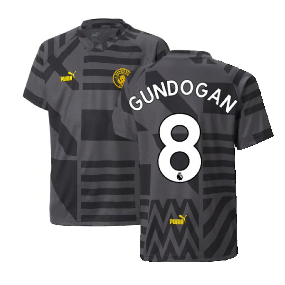 2022-2023 Man City Pre-Match Jersey (Black) - Kids (GUNDOGAN 8)