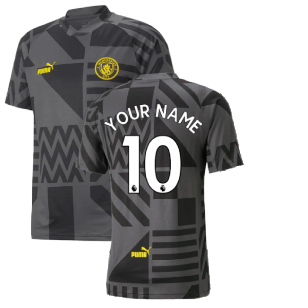 2022-2023 Man City Pre-Match Jersey (Black) (Your Name)