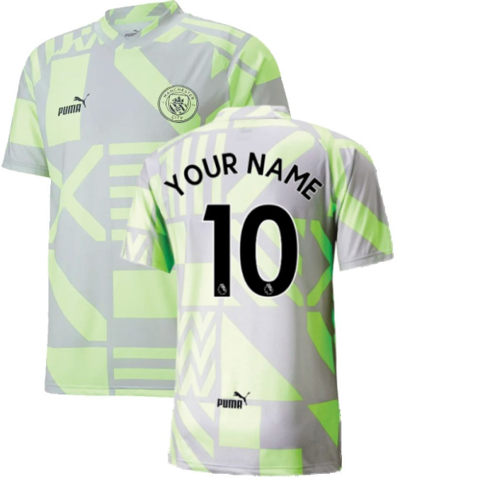 2022-2023 Man City Pre-Match Jersey (Grey Violet) (Your Name)