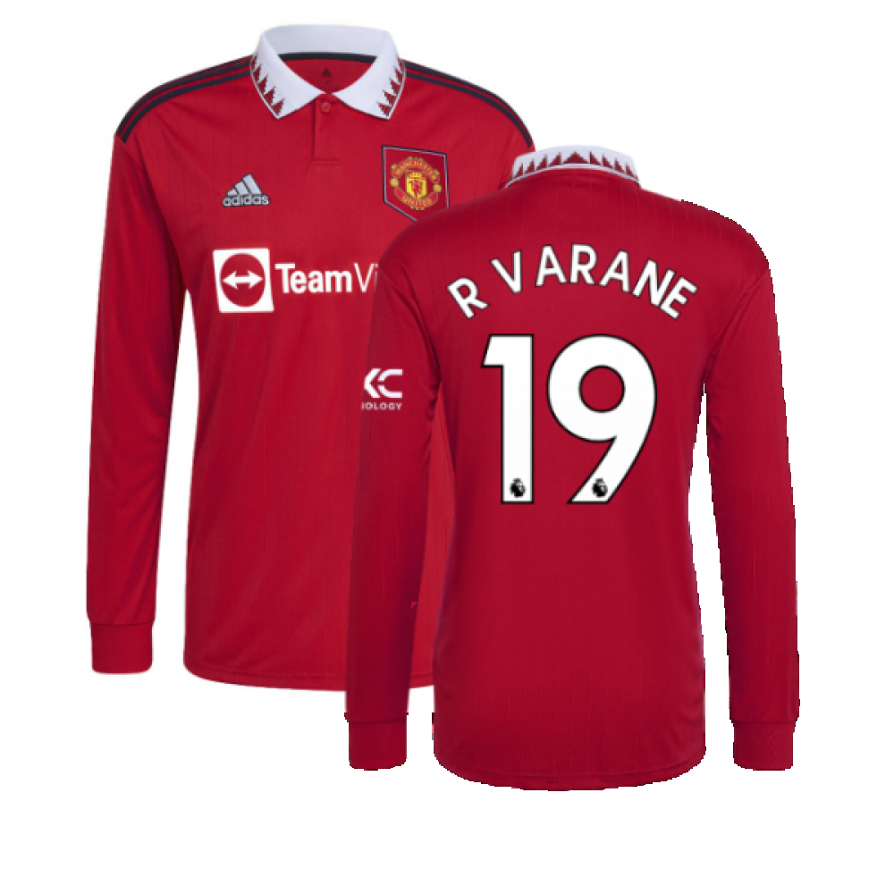 2022-2023 Man Utd Long Sleeve Home Shirt (R VARANE 19)