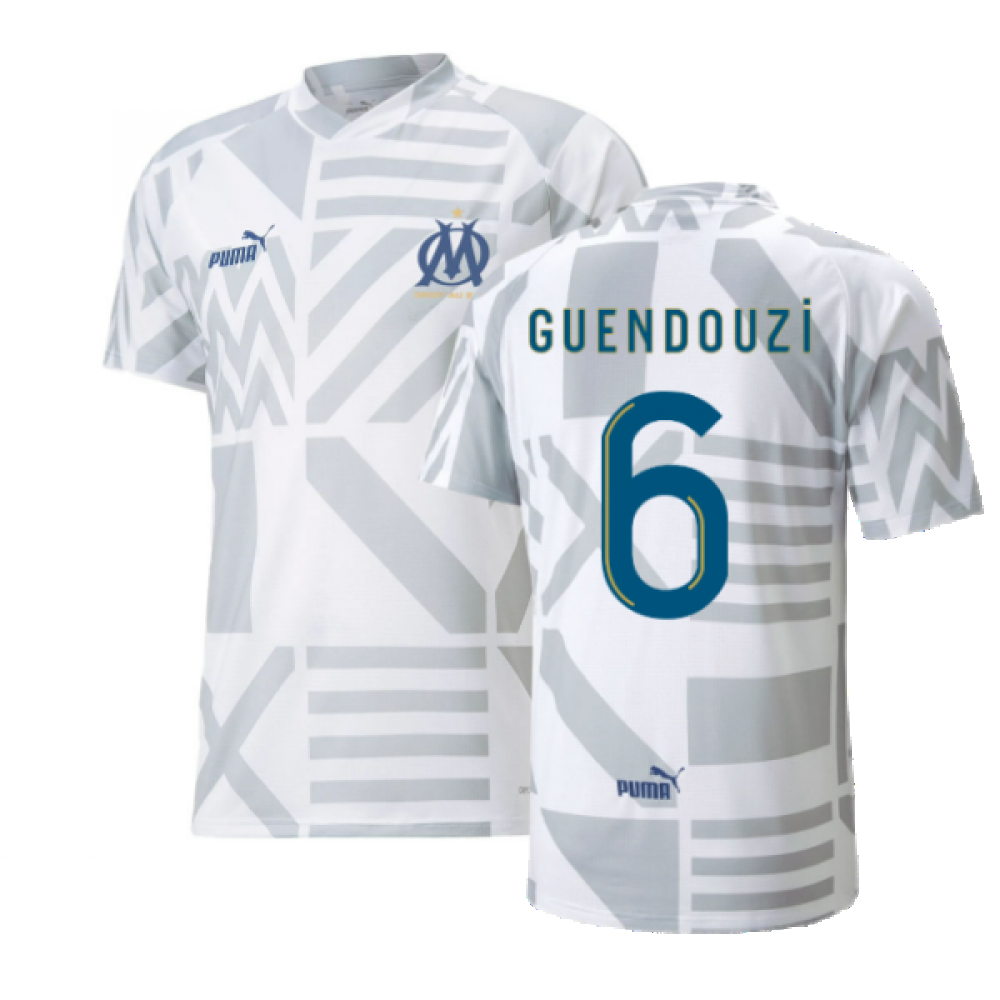 2022-2023 Marseille Pre-Match Jersey (White) (GUENDOUZI 6)