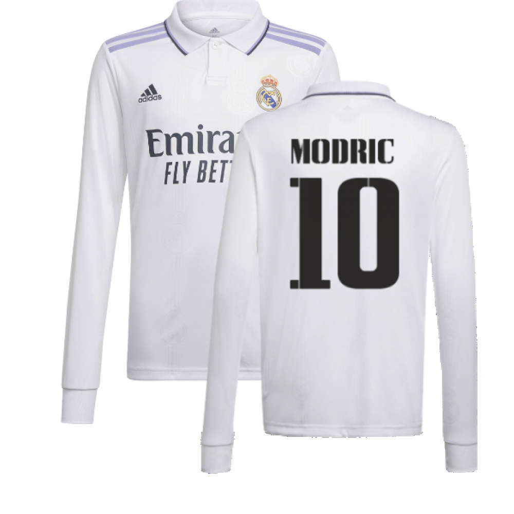 2022-2023 Real Madrid Long Sleeve Home Shirt (MODRIC 10)