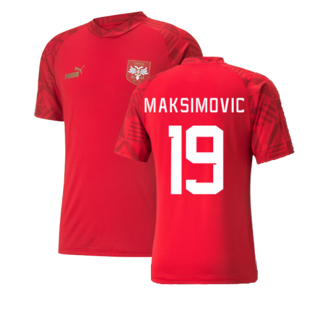 2022-2023 Serbia Pre-Match Jersey (Red) (MAKSIMOVIC 19)