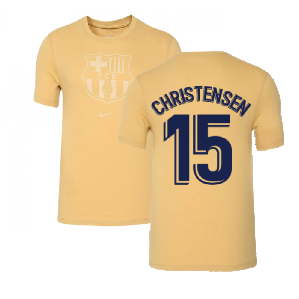 2022-2023 Barcelona Evergreen Crest Tee (Gold) (A INIESTA 8)