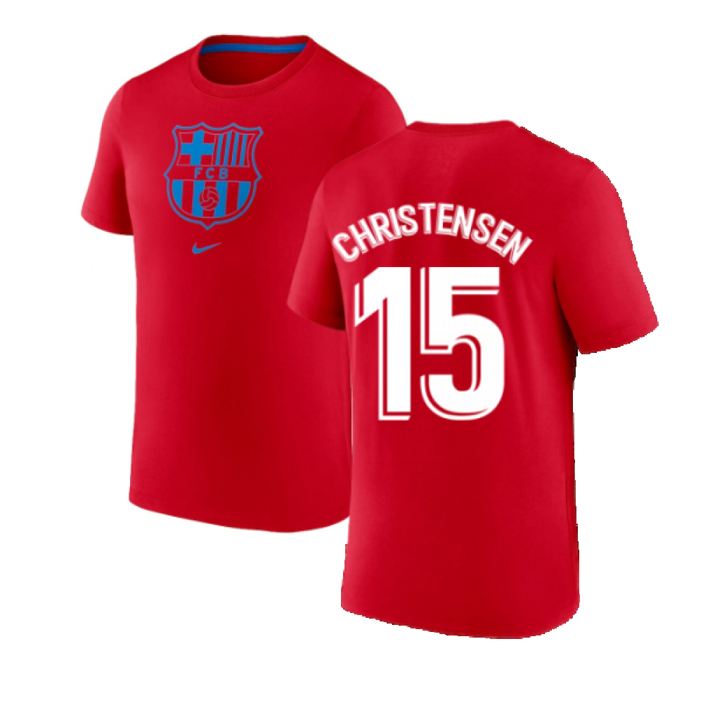 2022-2023 Barcelona Evergreen Crest Tee (Red) (A INIESTA 8)