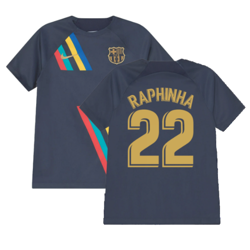 2022-2023 Barcelona Pre-Match Training Shirt (Obsidian) - Kids (A INIESTA 8)