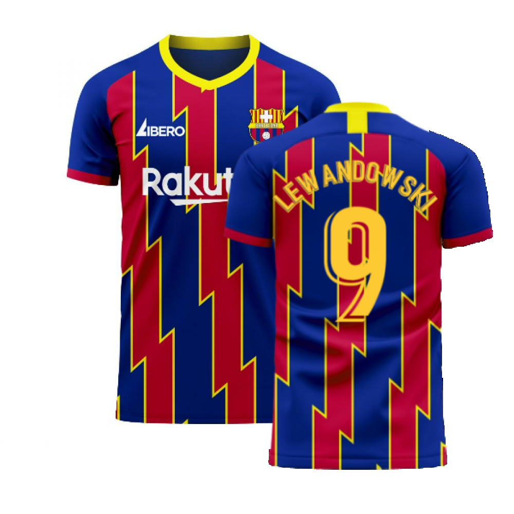 Barcelona 2020-2021 Home Concept Football Kit (Libero) (LEWANDOWSKI 9)