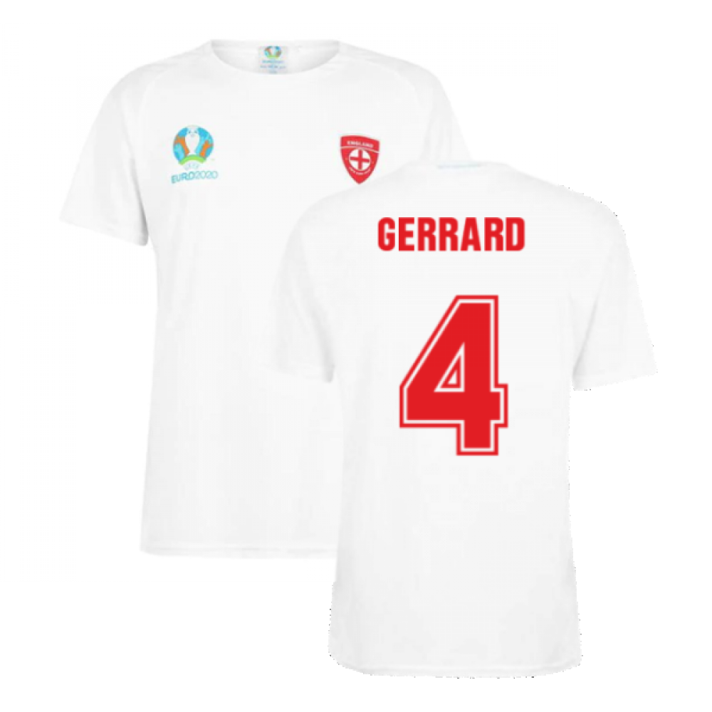 England 2021 Polyester T Shirt White Gerrard 4 Euro20engw 214645 45 82 Teamzo Com