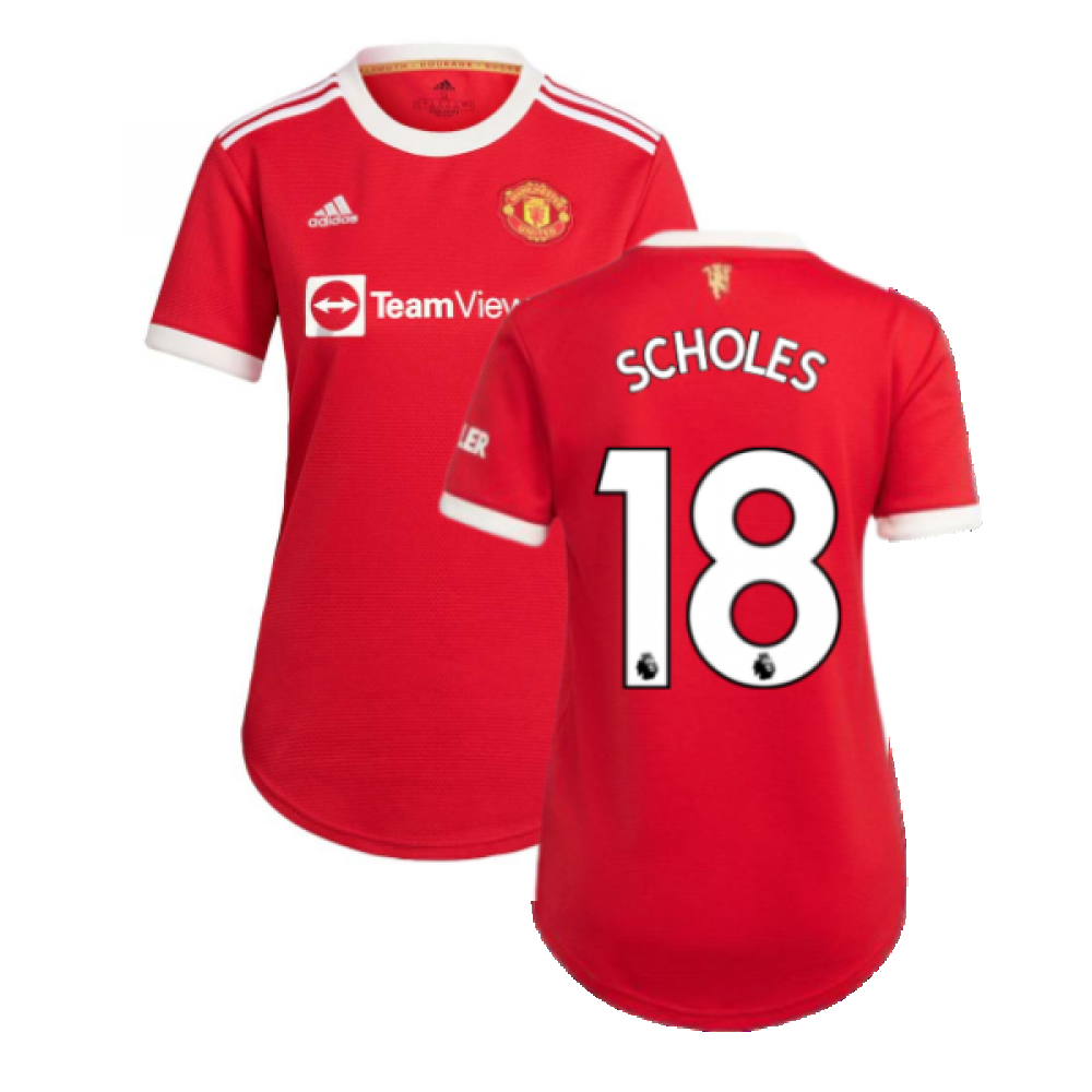 Man Utd 2021-2022 Home Shirt (Ladies) (SCHOLES 18)