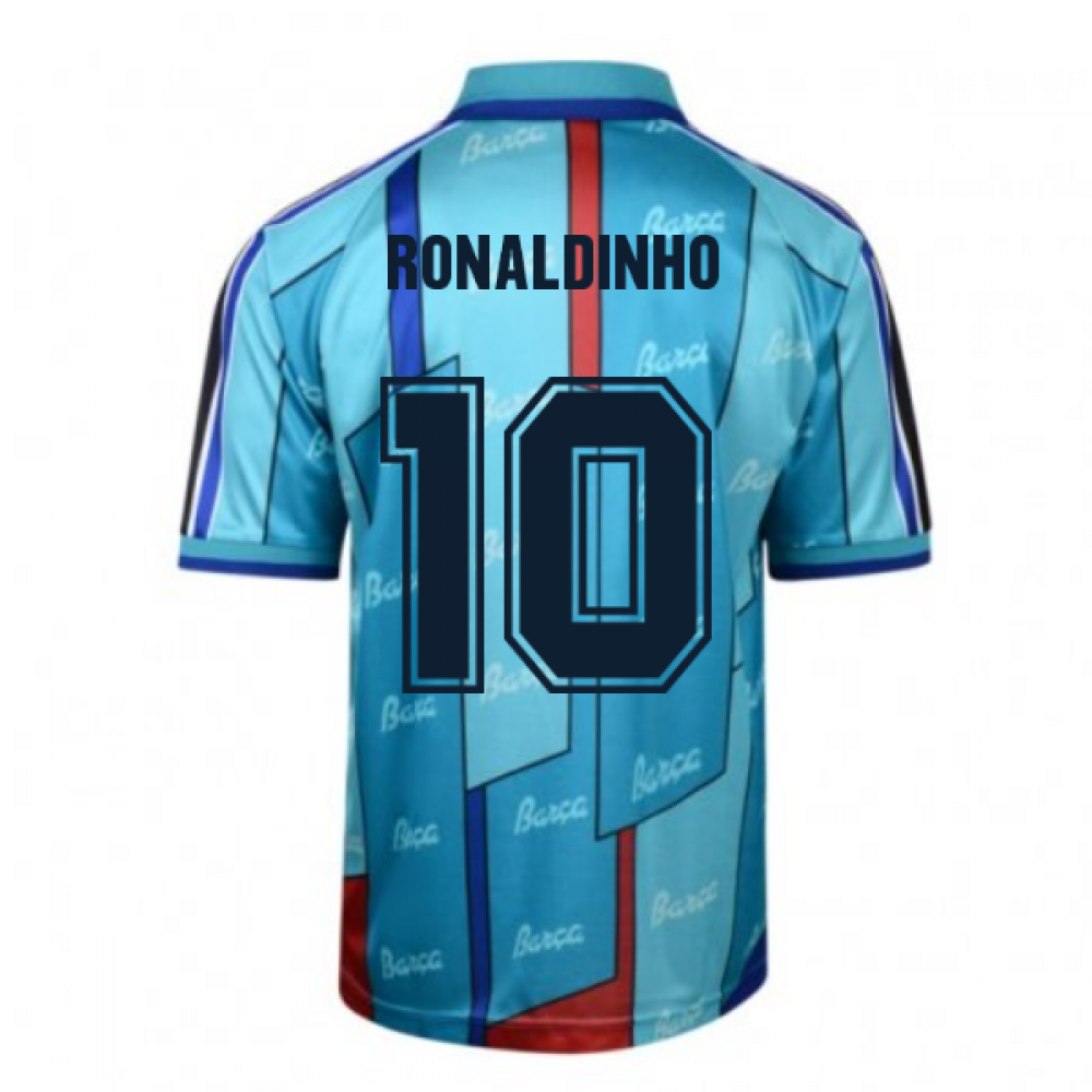 Score Draw Barcelona 1997 ECWC Final Retro Football Shirt (RONALDINHO 10)