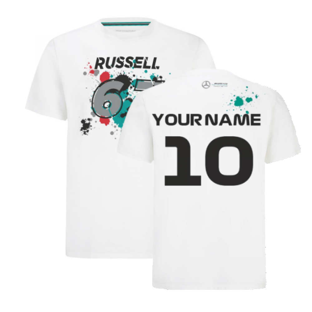 2022 Mercedes George Russell #63 T-Shirt (White) (Your Name)