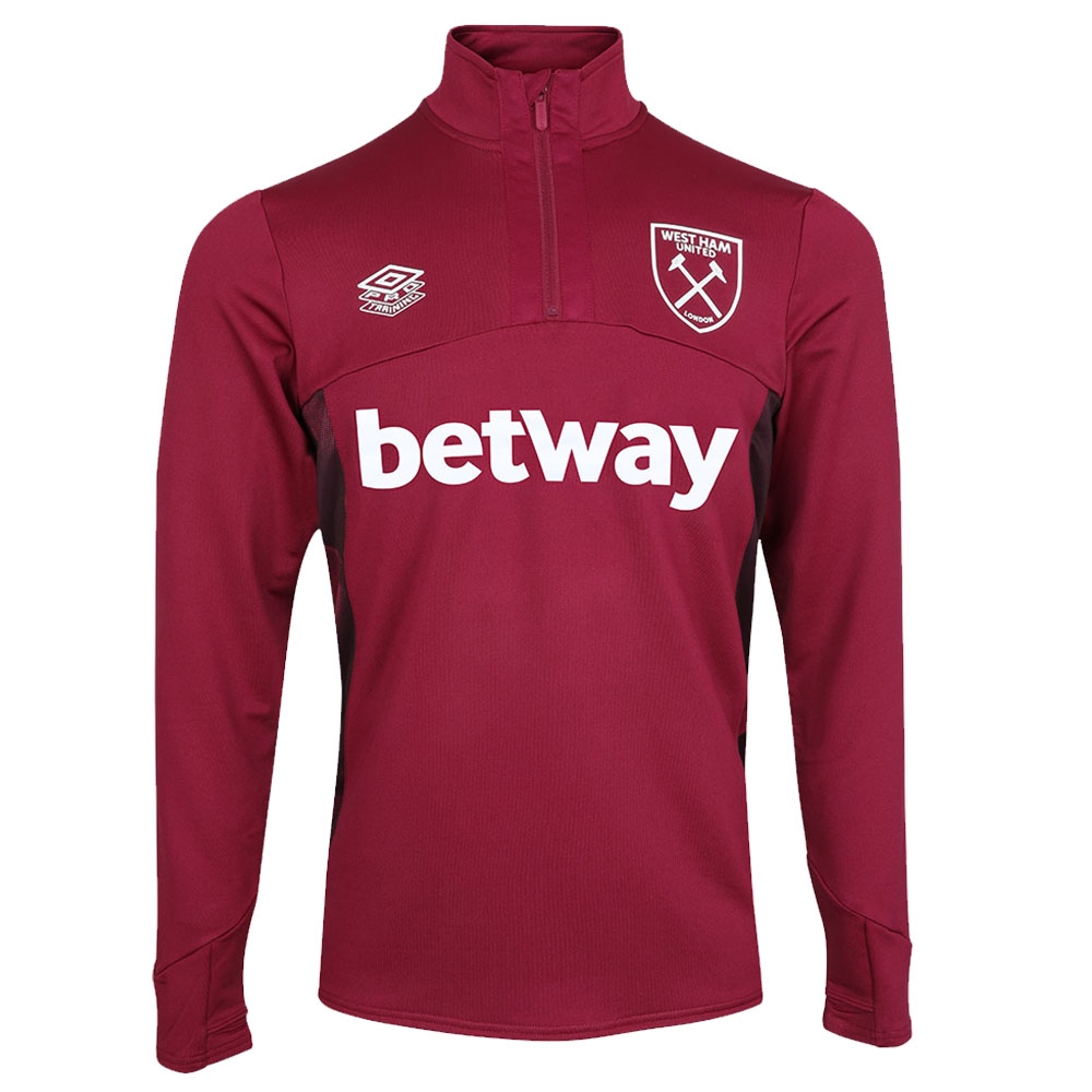 2022-2023 West Ham Quarter Zip Top (S) - Red Plum