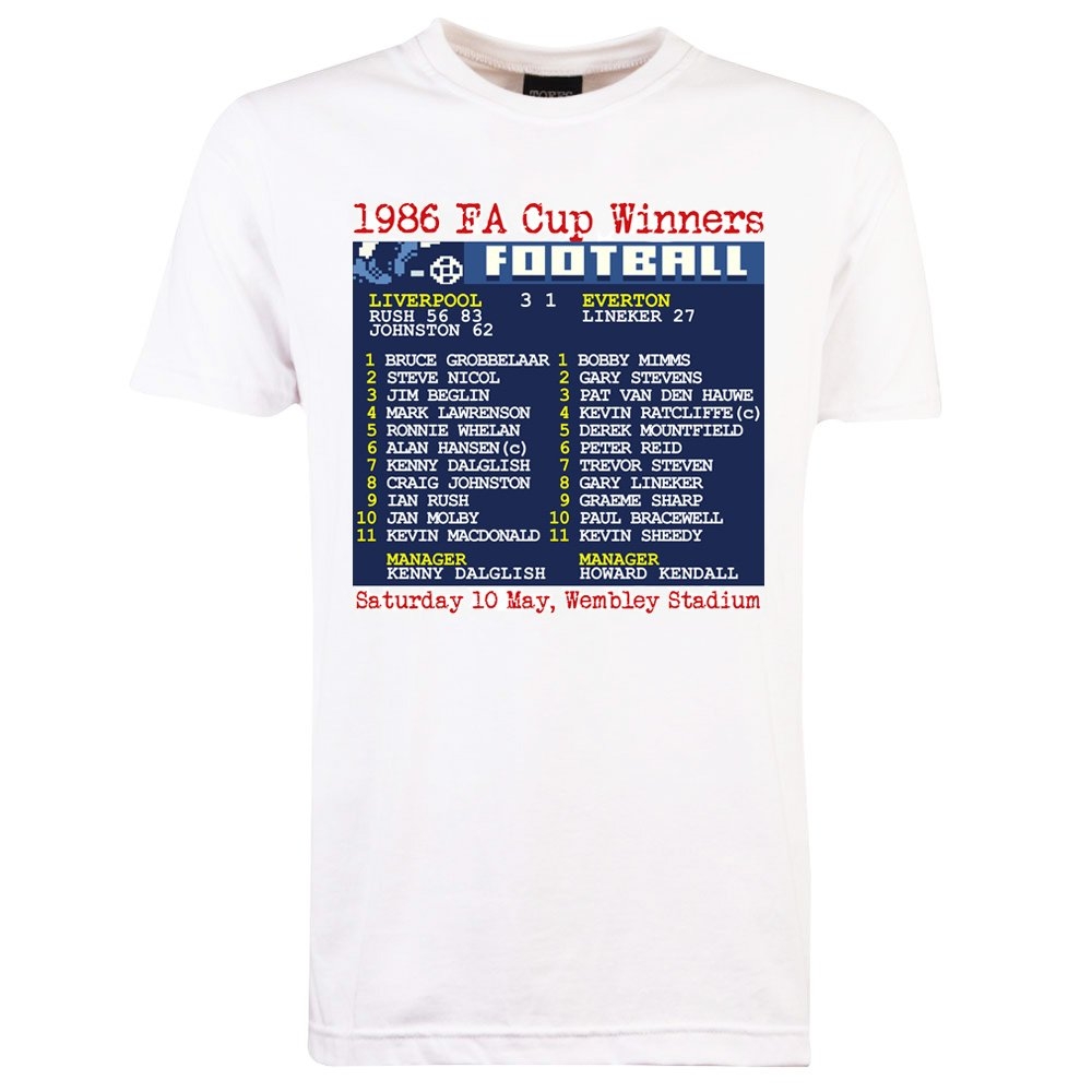 1986 FA Cup Final (Liverpool) Retrotext T-Shirt - White