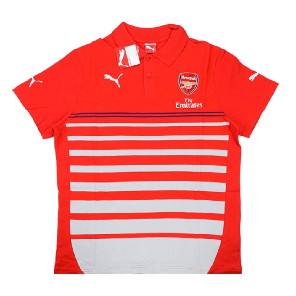 2014-15 Arsenal Puma Hooped Polo Shirt (Red)