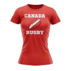 Canada Rugby Ball T-Shirt (Red) - Ladies