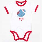 Fiji Rugby Ringer Bodysuit - White/Red (Baby)
