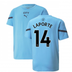 2021-2022 Man City Pre Match Jersey (Light Blue) (LAPORTE 14)