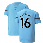 2021-2022 Man City Pre Match Jersey (Light Blue) (RODRIGO 16)