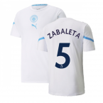 2021-2022 Man City Pre Match Jersey (White) - Kids (ZABALETA 5)