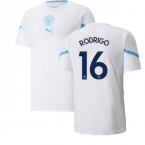 2021-2022 Man City Pre Match Jersey (White) (RODRIGO 16)