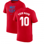 2022-2023 Barcelona Evergreen Crest Tee (Red) (Your Name)