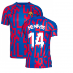 2022-2023 Barcelona Pre-Match Training Shirt (Blue) (MEMPHIS 14)