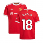 Man Utd 2021-2022 Home Shirt (Kids) (SCHOLES 18)