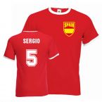 Sergio Busquets Spain Ringer Tee (red)