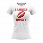 Canada Rugby Ball T-Shirt (White) - Ladies