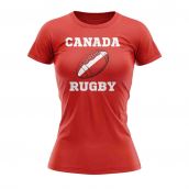 Canada Rugby Ball T-Shirt (Red) - Ladies