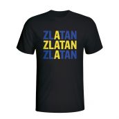 Zlatan Ibrahimovic Sweden Player Flag T-shirt (black)