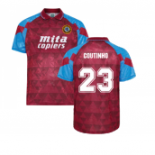 Score Draw Aston Villa 1990 Retro Football Shirt (Coutinho 23)