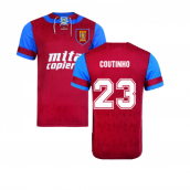 Score Draw Aston Villa 1992 Retro Football Shirt (Coutinho 23)