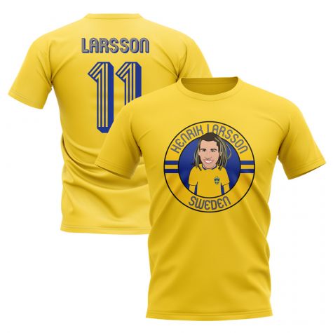 Henrik Larsson Sweden Illustration T-Shirt (Yellow)