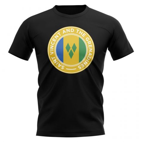 Saint Vincent and Grenadines Football Badge T-Shirt (Black)