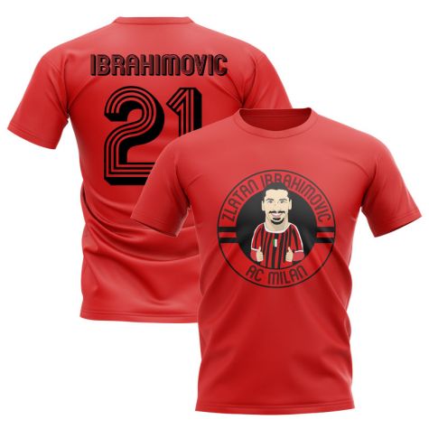 Zlatan Ibrahimovic AC Milan Illusration T-Shirt (Red)