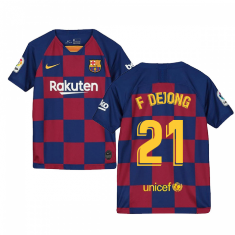 2019-2020 Barcelona Home Nike Shirt (Kids) (F.De Jong 21)