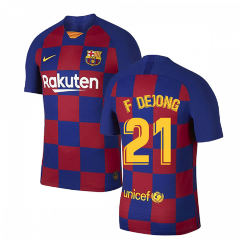 2019-2020 Barcelona Home Vapor Match Nike Shirt (Kids) (F.De Jong 21)