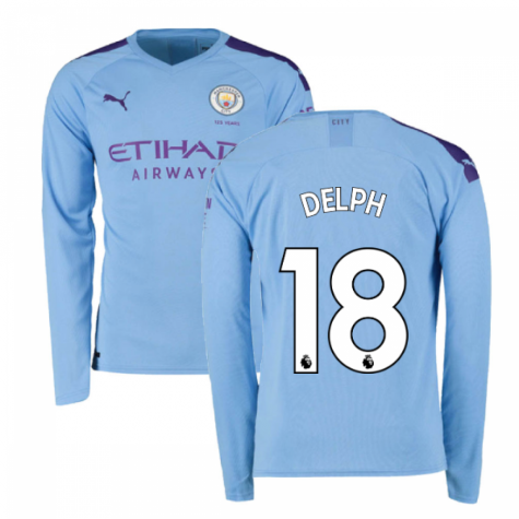 2019-2020 Manchester City Puma Home Long Sleeve Shirt (DELPH 18)