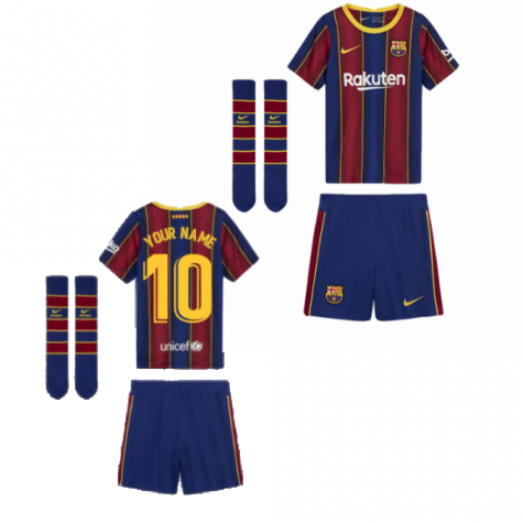 2020-2021 Barcelona Home Nike Little Boys Mini Kit (Your Name)