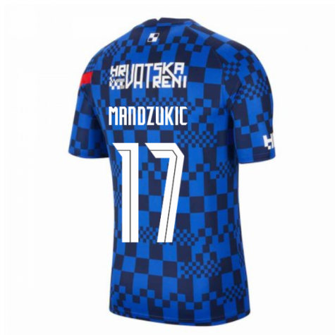 2020-2021 Croatia Pre-Match Training Shirt (Blue) - Kids (MANDZUKIC 17)